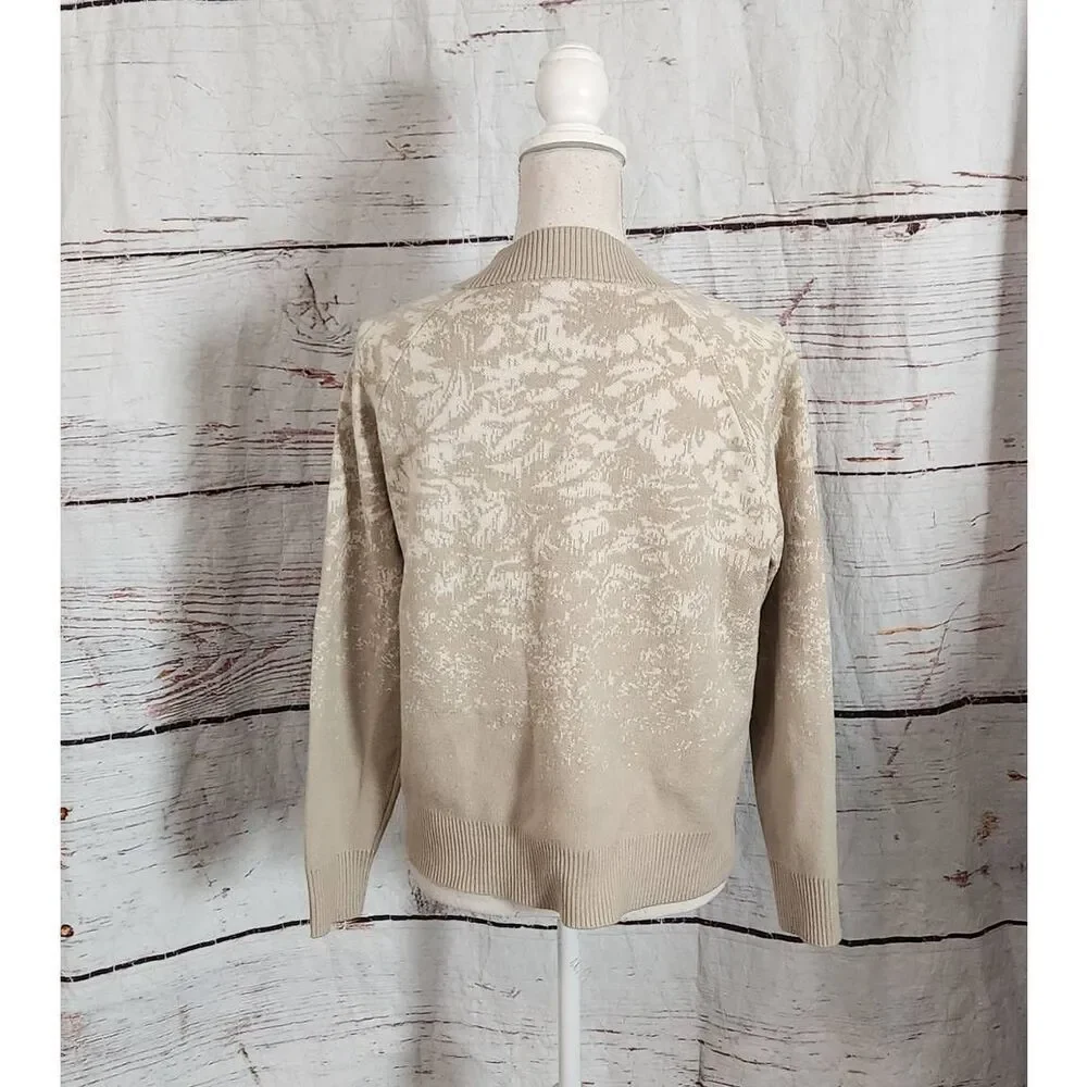 Athleta Jacquard Crew Sweater Frosted Floral Cream Size XS - Picture 3 of 7